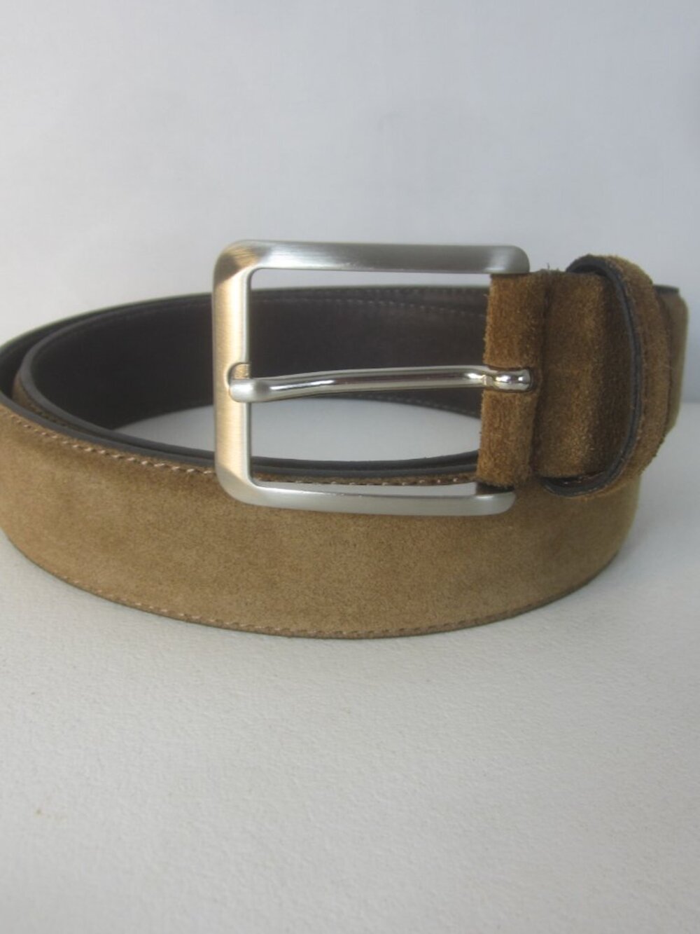 NEW Cinture DAutore Men 36 Beige Tan Suede Leather Belt Leather Italy 34 - 38